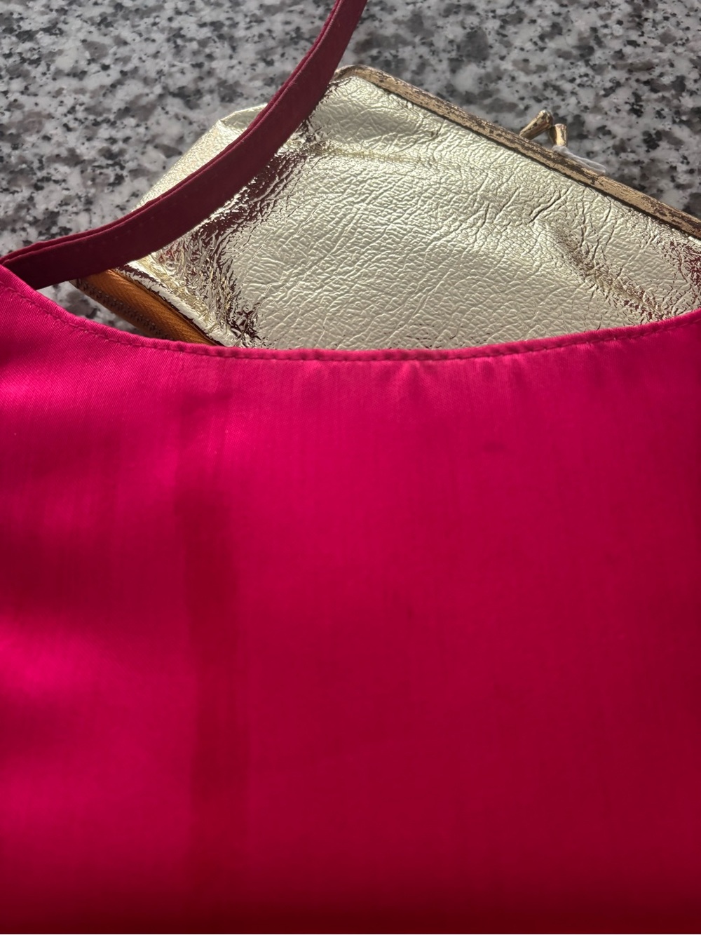Sequined Patchwork Shoulder Bag  In Raspberry PLUS Gold Coin Purse Final Sale - Picture 12 of 13